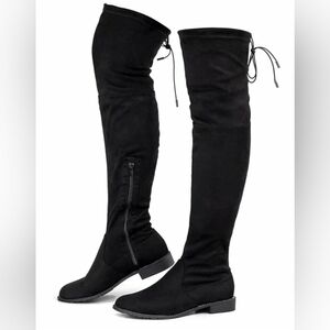 Black Over-the-Knee Faux Suede Women's Boots